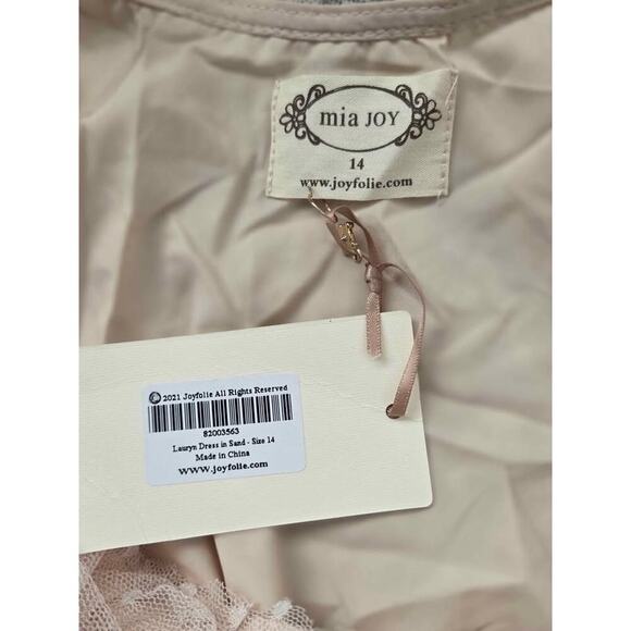 Joyfolie Mia Joy Lauryn Girls 14 NWT Sand Tulle Layered Party Dress Elegant - Picture 4 of 6